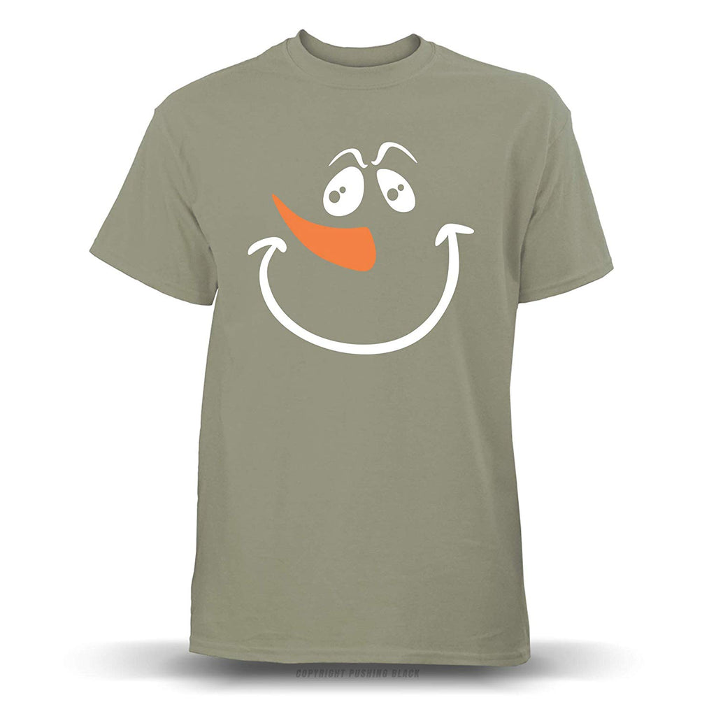 Jolly Snowman Face' Unisex Military Green T-Shirt