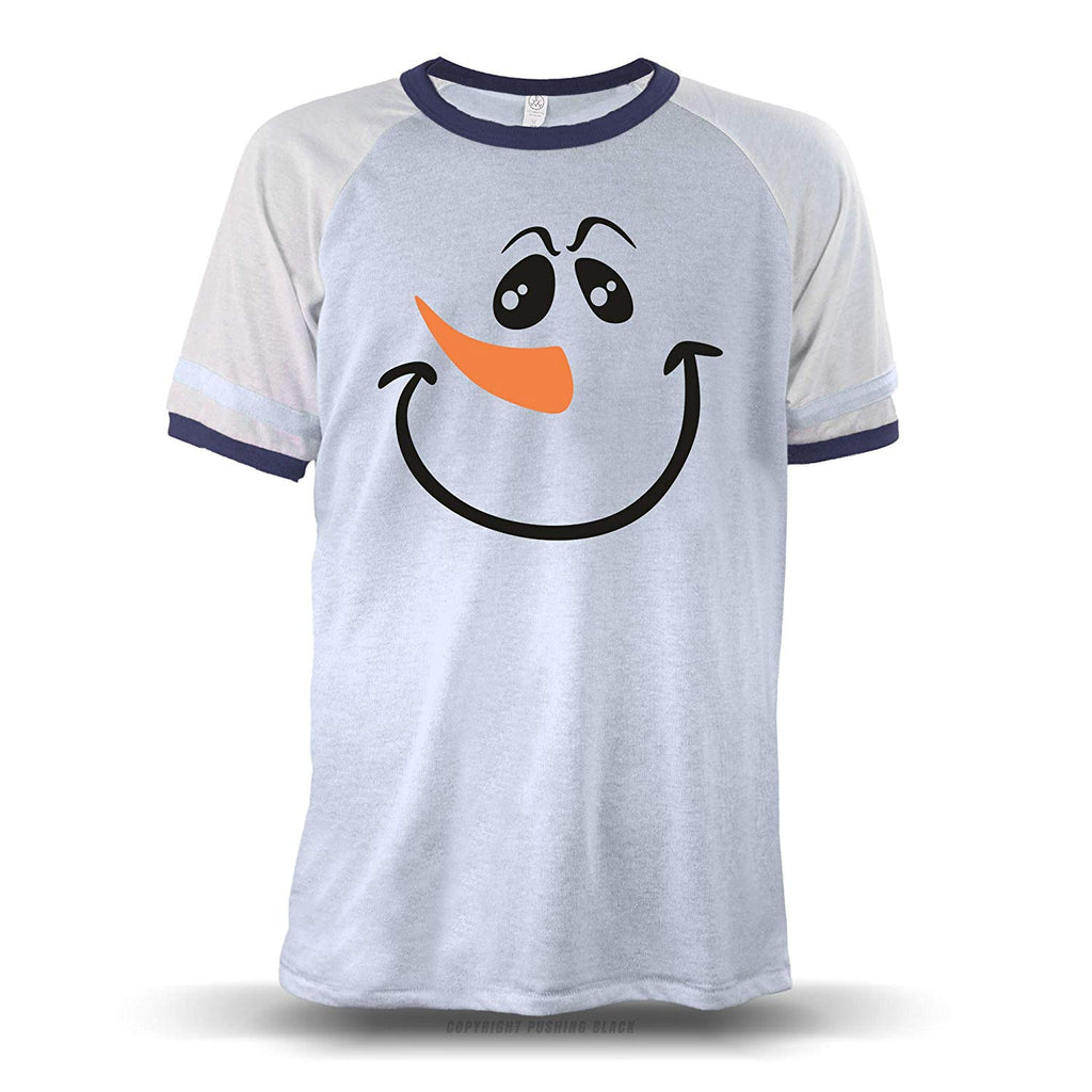 Jolly Snowman Face' Unisex Raglan Sky With White Sleeves (Alternative) T-Shirt