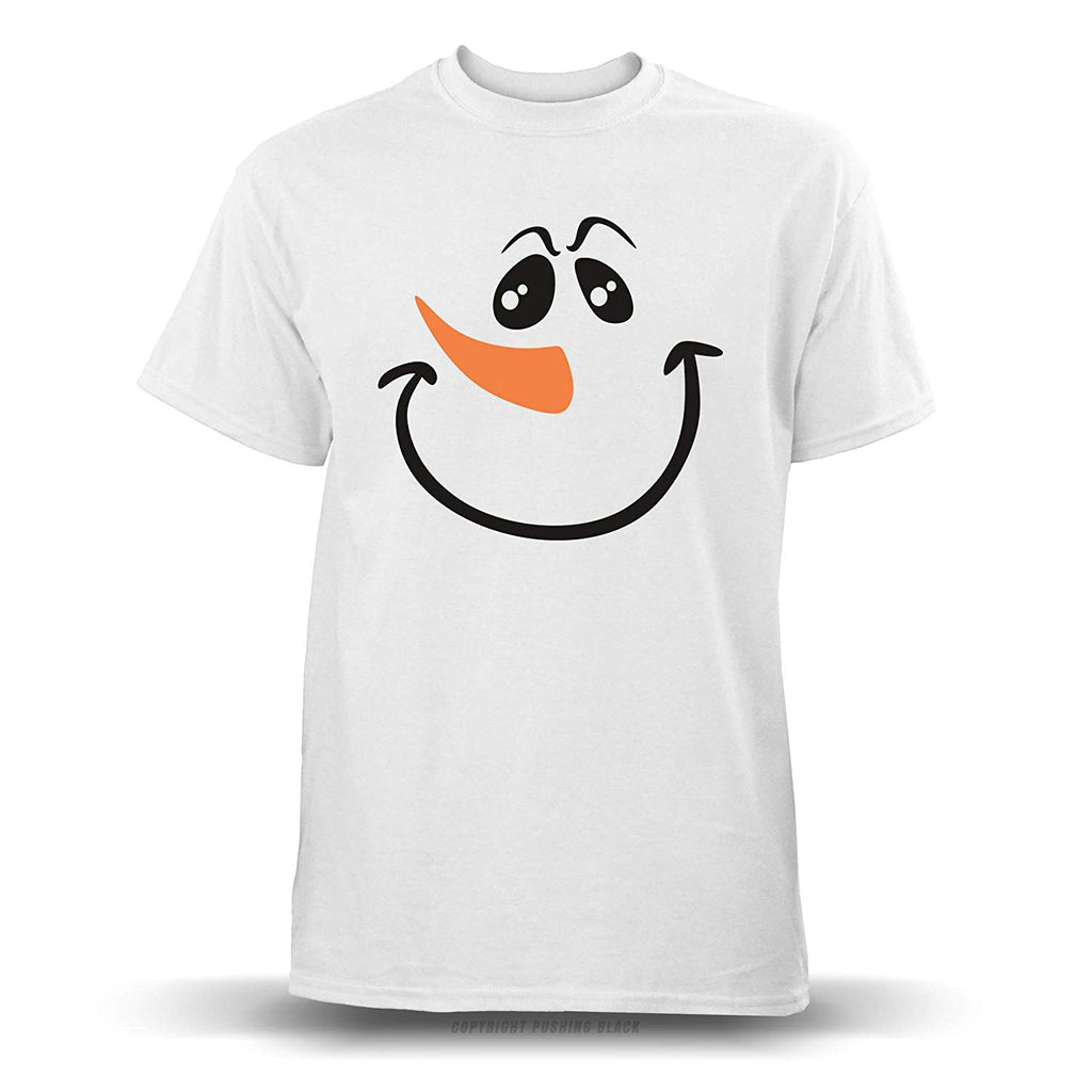 Jolly Snowman Face' Unisex White T-Shirt