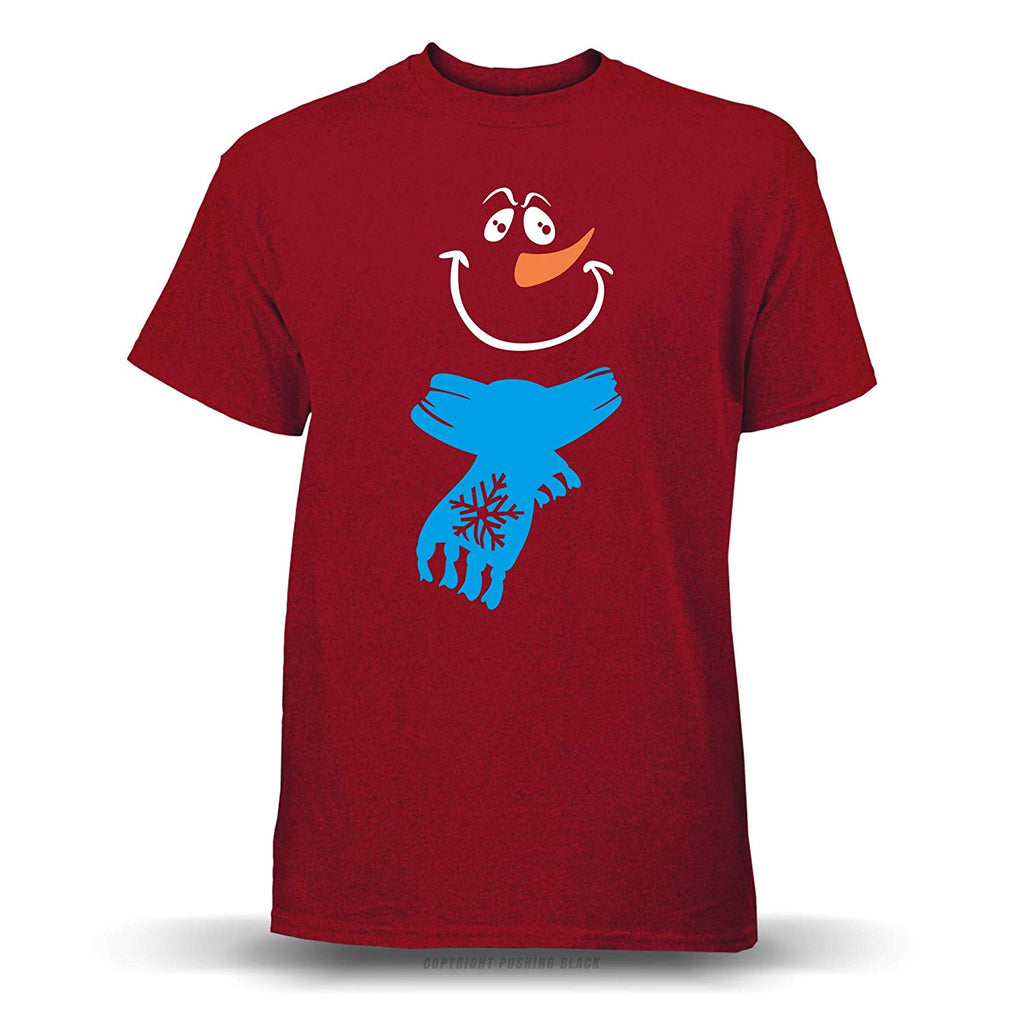 Jolly Snowman with Scarf' Unisex Antique Cherry Red T-Shirt