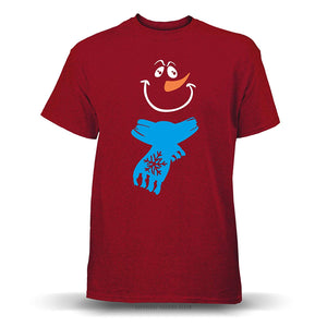 Jolly Snowman with Scarf' Unisex Antique Cherry Red T-Shirt