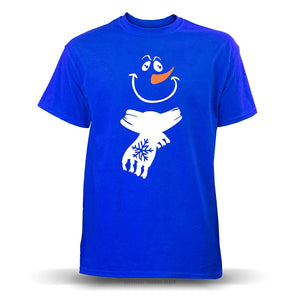 Jolly Snowman with Scarf' Unisex Blue T-Shirt