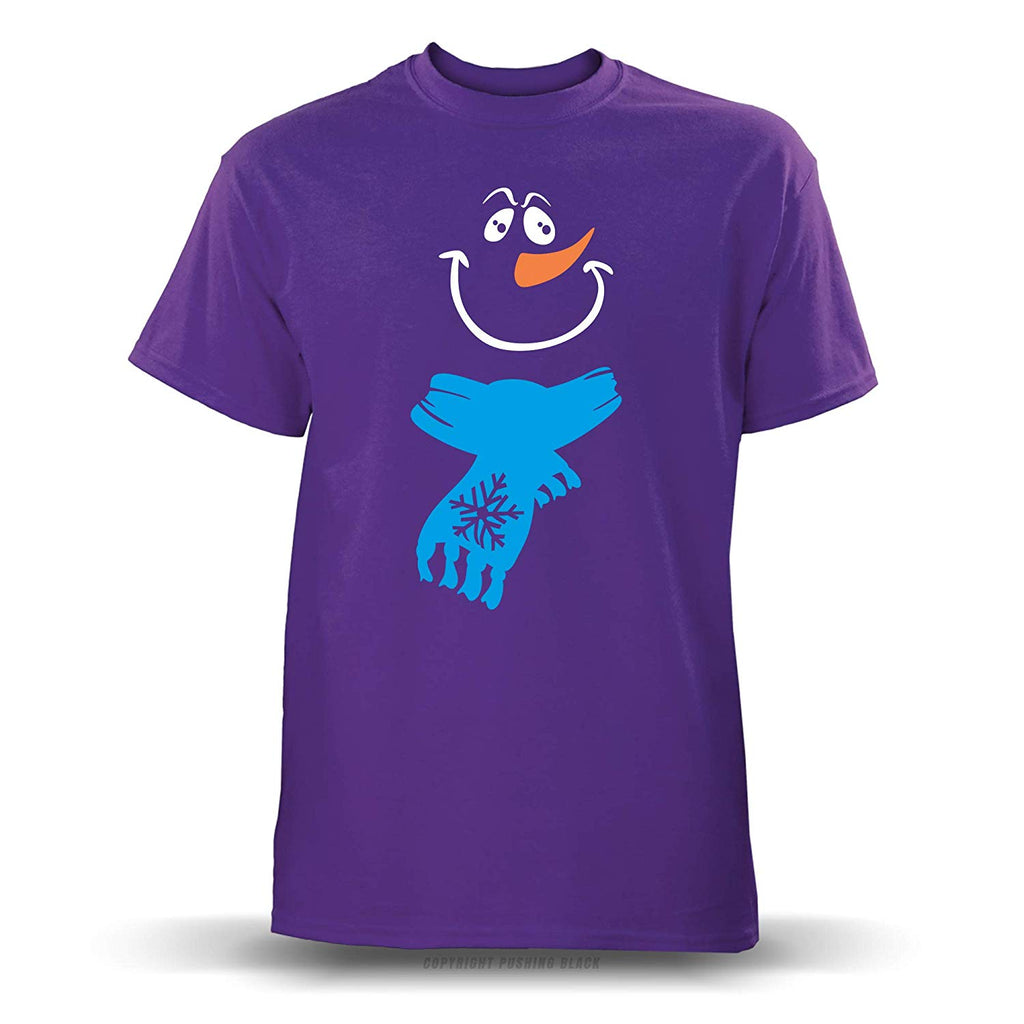 Jolly Snowman with Scarf' Unisex Purple T-Shirt