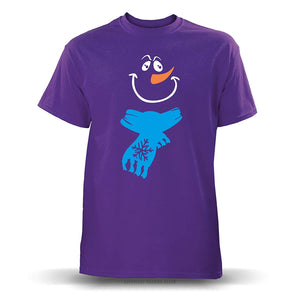 Jolly Snowman with Scarf' Unisex Purple T-Shirt