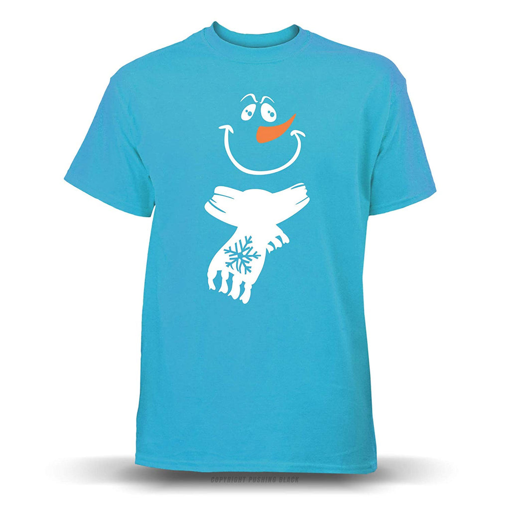 Jolly Snowman with Scarf' Unisex Tropical Blue T-Shirt