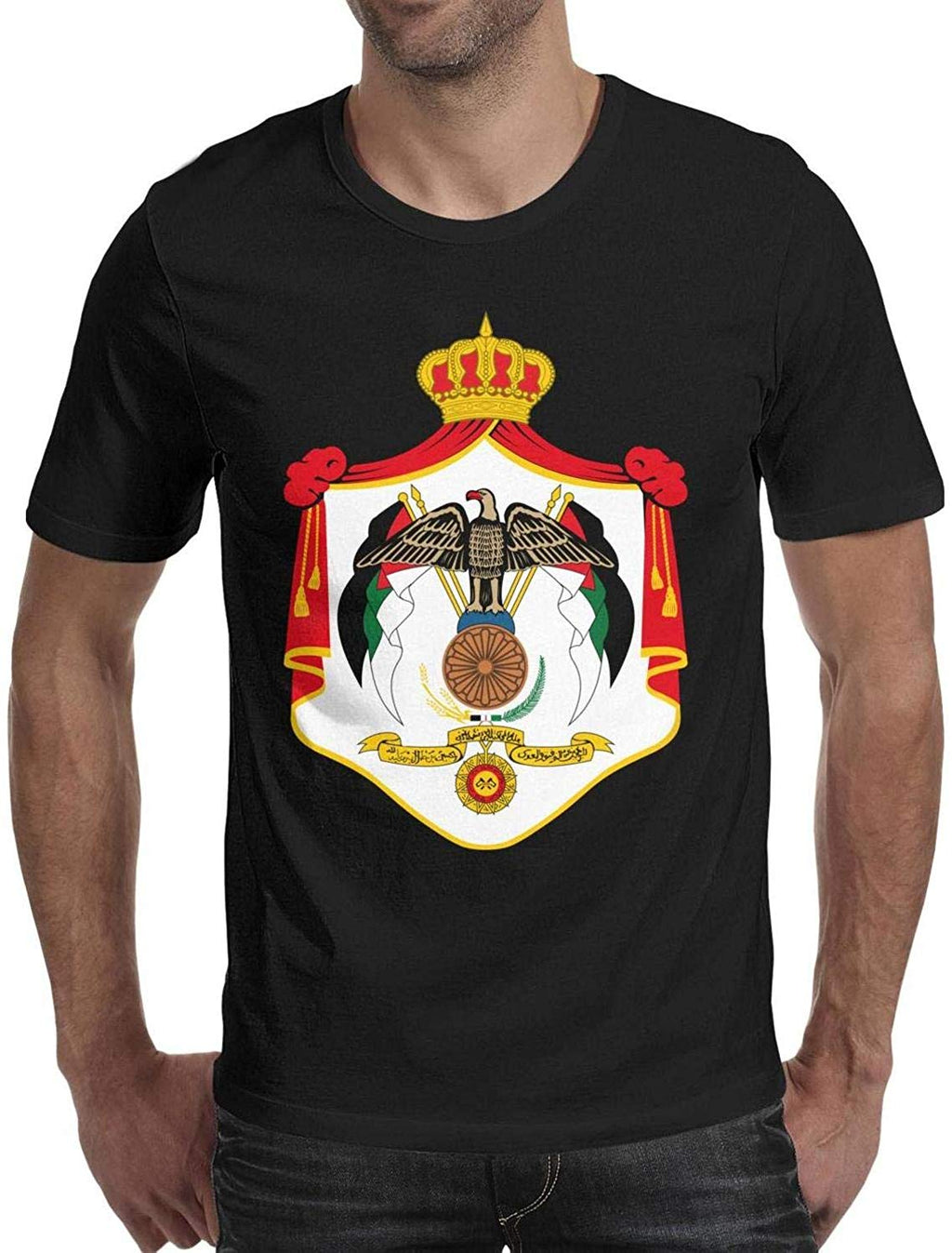 Jordan Eagle Coat of Arms Men's O Neck Awesome Short Sleeve Black-78 T-Shirt