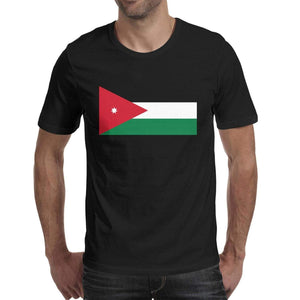 Jordan Flags of Countries Emblem Men's Round Neck Breathable Short Sleeve Black-75 T-Shirt
