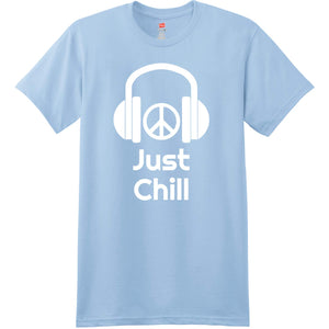 Just Chill Headphones Light Blue T-Shirt