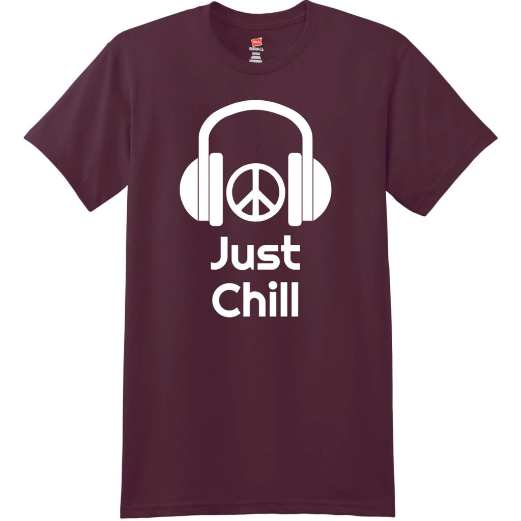 Just Chill Headphones Maroon T-Shirt