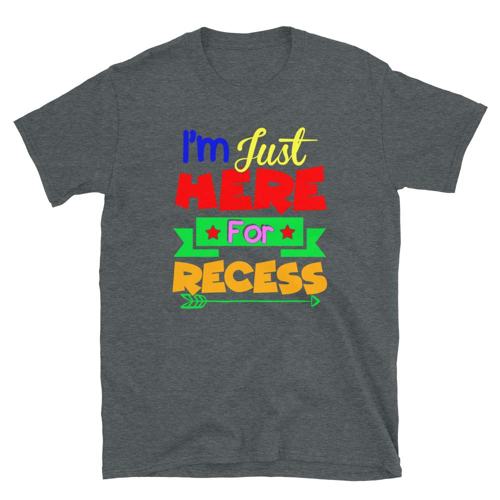 Just Here for The Recess Back to School Teacher Gift Dark Heather T-Shirt