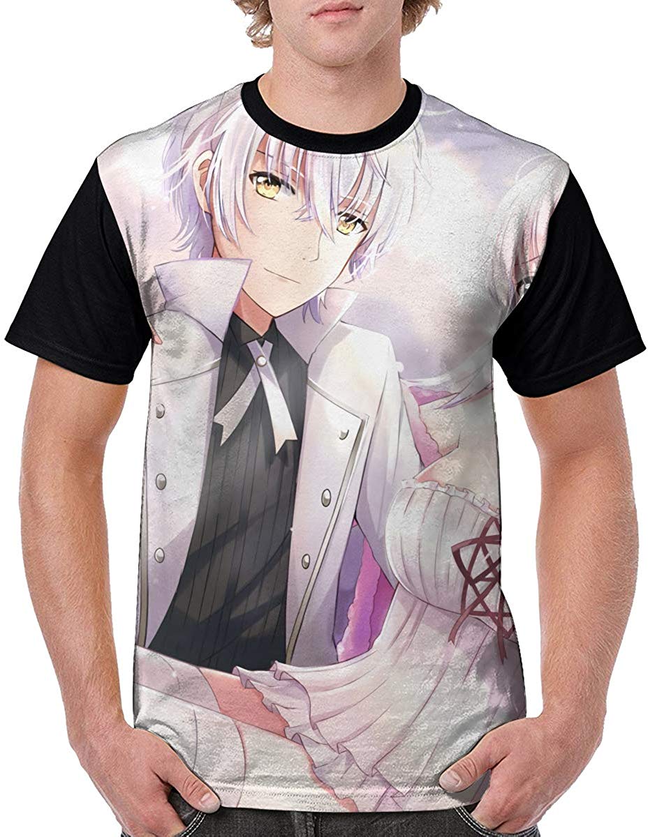 K Project-Yashiro and Neko Men's Basic Polyester Short Sleeve Anime Front Print Natural T-Shirt