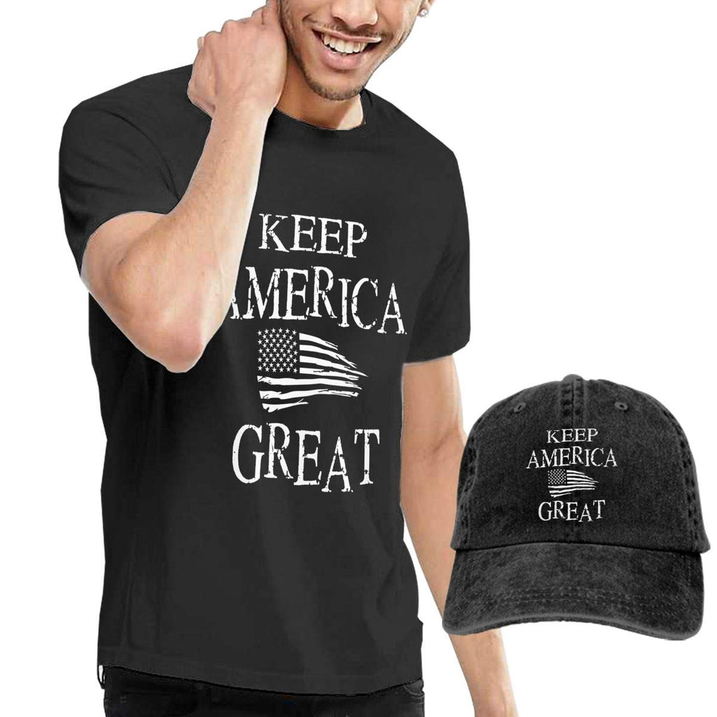 Keep America Great American Flag Adult Men's Fashion and Hunting Jean Headgear Natural T-Shirt