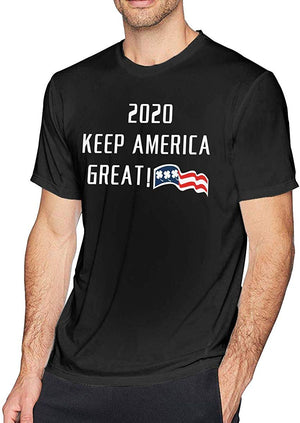 Keep American Great Again Printed Men's Short Sleeve Tops Classic Crew Neck Natural T-Shirt
