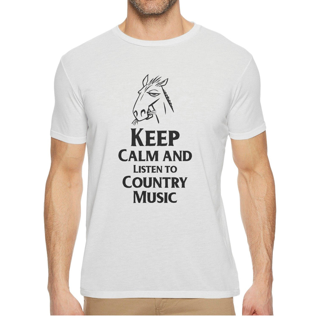 Keep Calm And Listen To Country Music Men Short Sleeve Cozy White T-Shirt