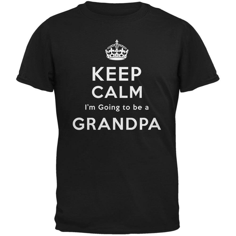 Keep Calm Going to be Grandpa Adult Black T-Shirt