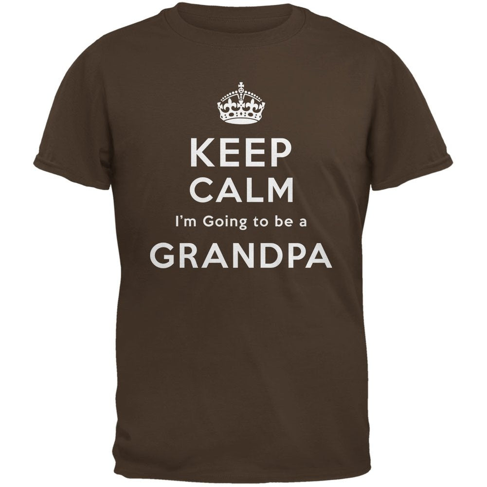 Keep Calm Going to be Grandpa Adult Brown T-Shirt
