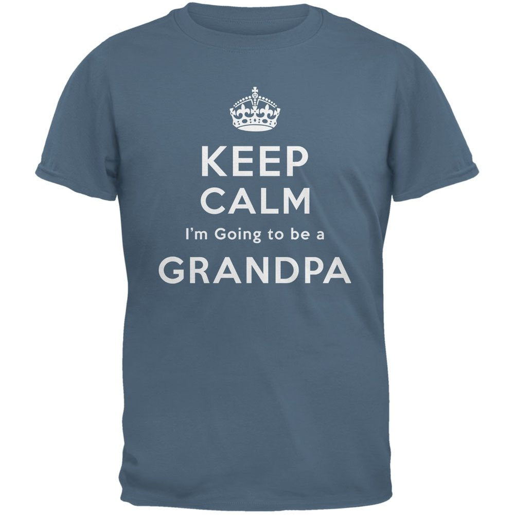 Keep Calm Going to be Grandpa Adult Light Blue T-Shirt