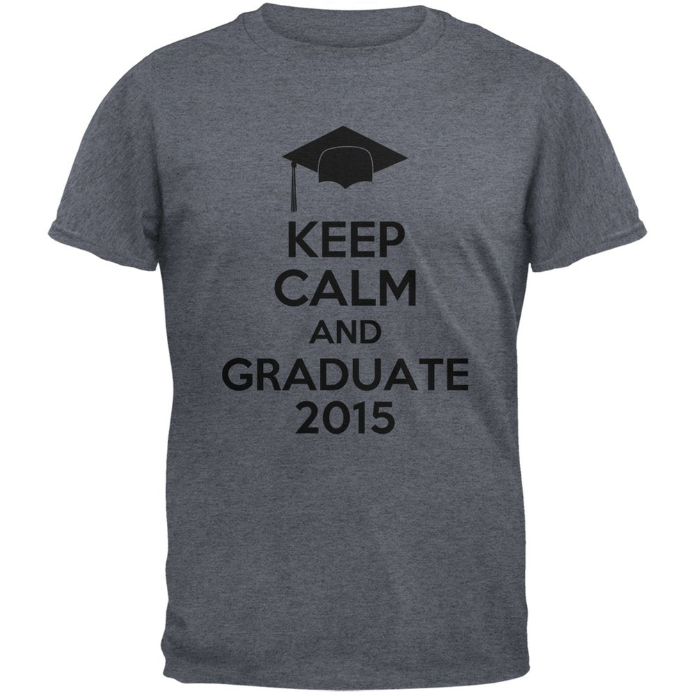 Keep Calm Graduate 2015 Dark Heather Adult Natural T-Shirt