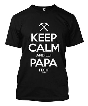 Keep Calm and Let Papa Fix It Father's Day Men's Black T-Shirt