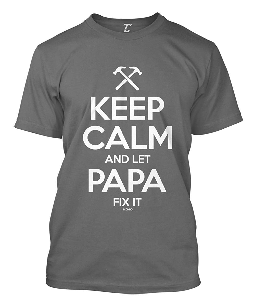 Keep Calm and Let Papa Fix It Father's Day Men's Charcoal T-Shirt