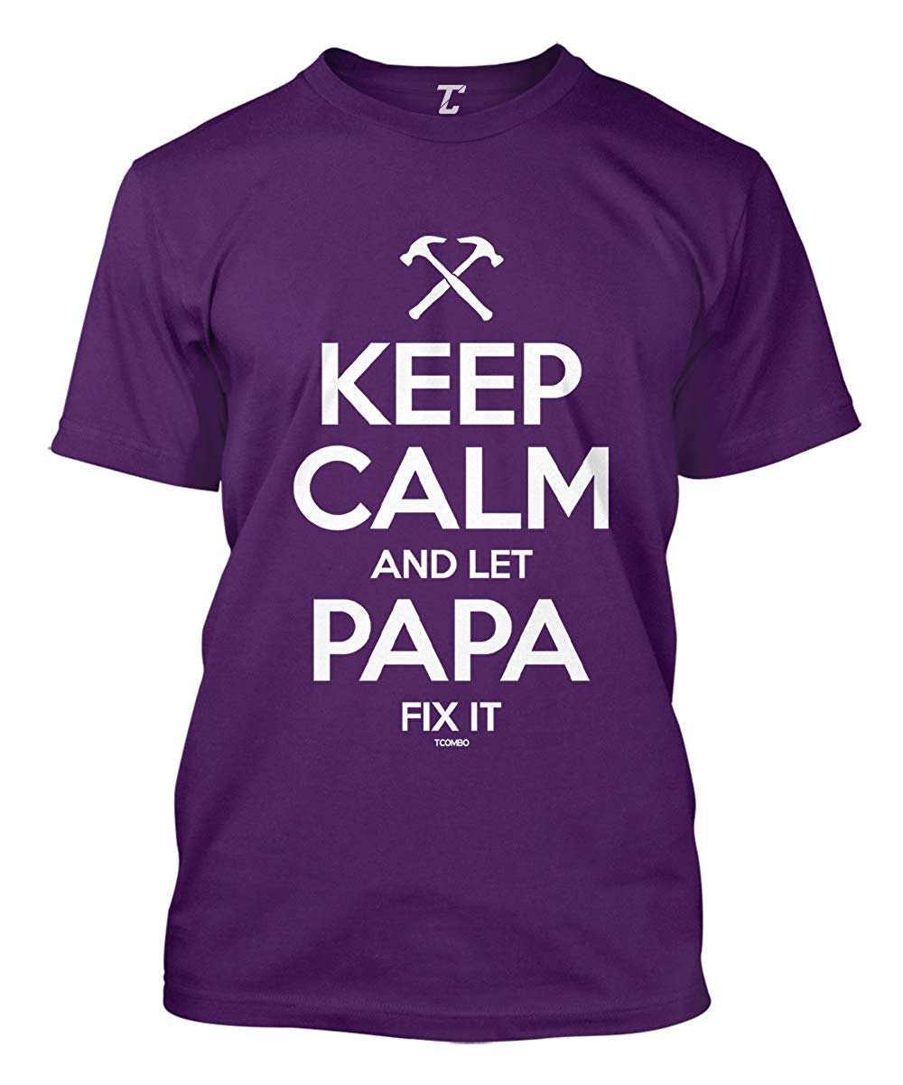 Keep Calm and Let Papa Fix It Father's Day Men's Purple T-Shirt