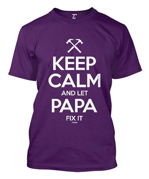 Keep Calm and Let Papa Fix It Father's Day Men's Purple T-Shirt