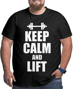 Keep Calm and Lift Comfortable Stretch Men Size Short Sleeve Round Neck Natural T-Shirt