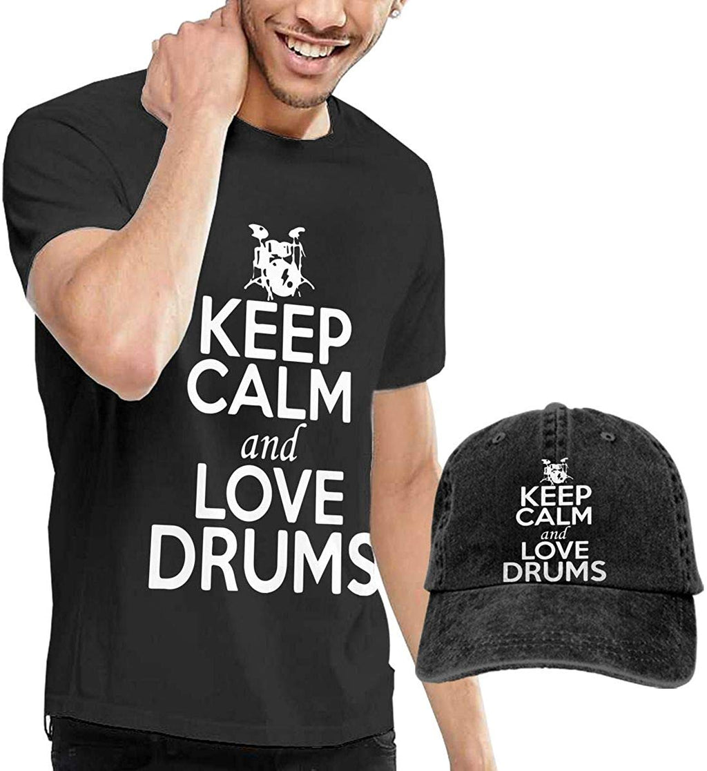 Keep Calm and Love Drums Adult Men's Fashion and Hunting Jean Headgear Natural T-Shirt