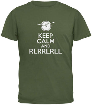 Keep Calm and Paradiddle Military Adult green T-Shirt