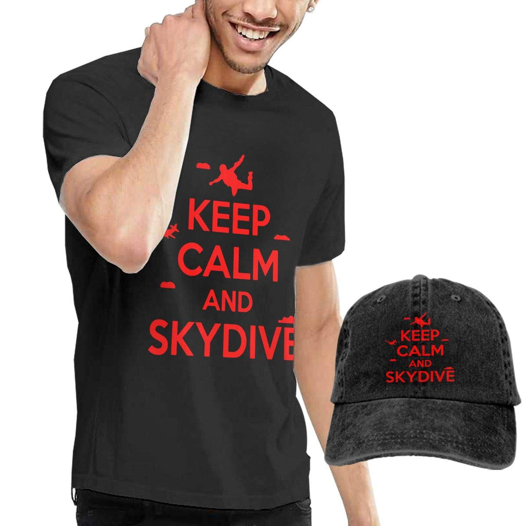 Keep Calm and Skydive Adult Mens Fashion and Sports Jean Cap Natural T-Shirt