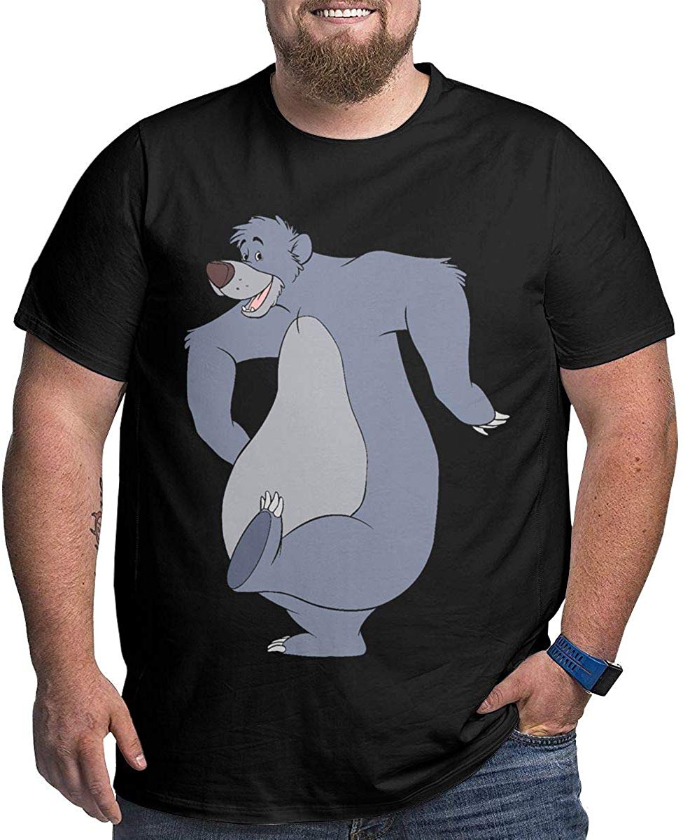 KennedyF Mens The Jungle Book Bear Baloo Big Size Cotton black T-Shirt