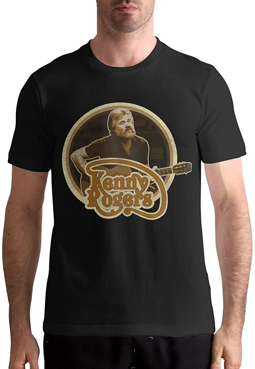 Kenny Rogers Men's Cotton Fashion Casual Round Neck Short Sleeve Black T-Shirt
