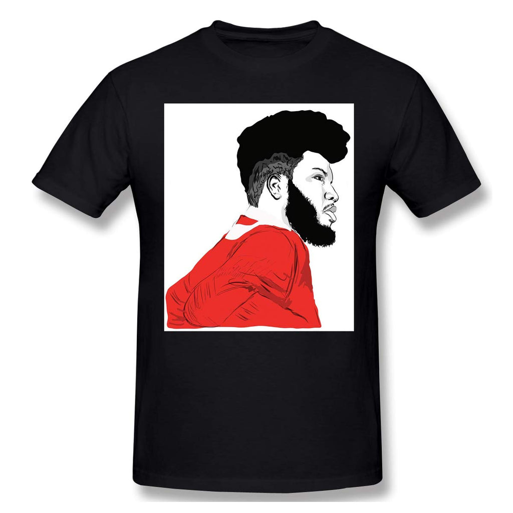 Khalid American n Men's New Short Sleeve Basic Cotton Black T-Shirt