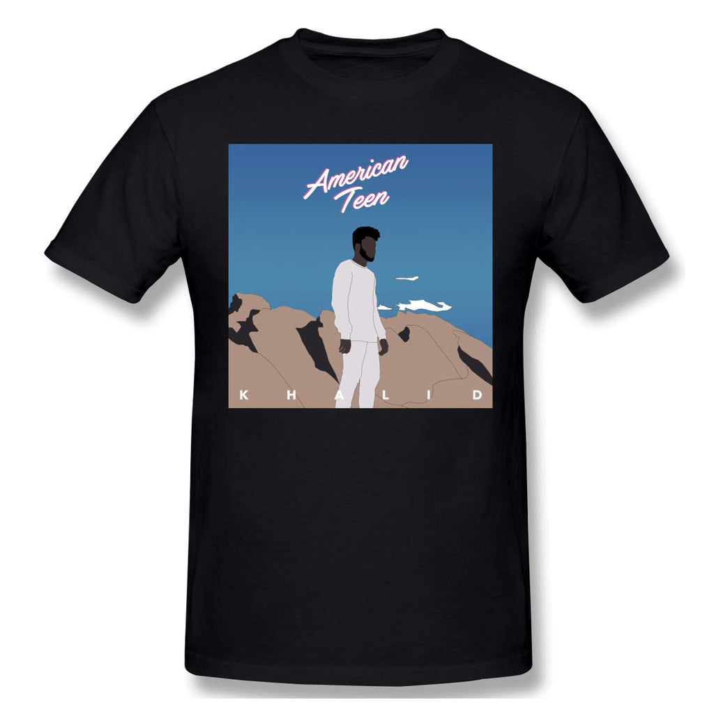 Khalid American n Mens New Short Sleeve Basic Cotton Black T-Shirt