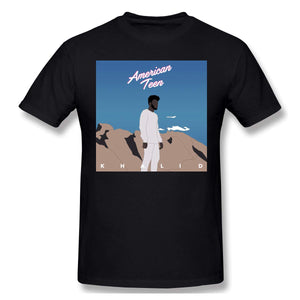 Khalid American n Mens New Short Sleeve Basic Cotton Black T-Shirt