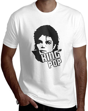 King of Pop 2019 Geek Combed Cotton for Man's Short Sleeve White T-Shirt