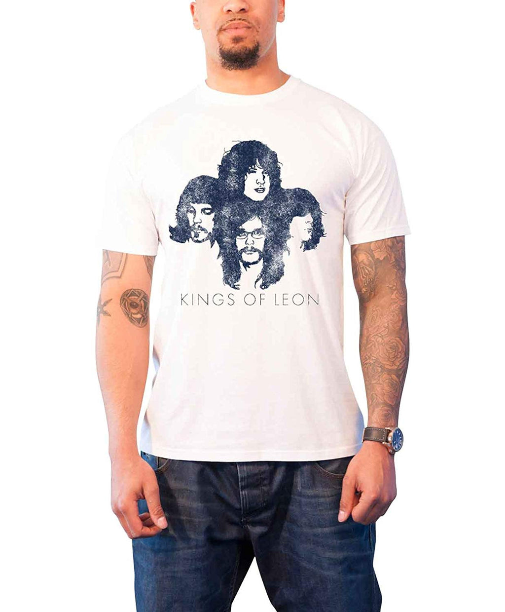 Kings Of Leon Mens Silhouette Band Logo Official White T-Shirt