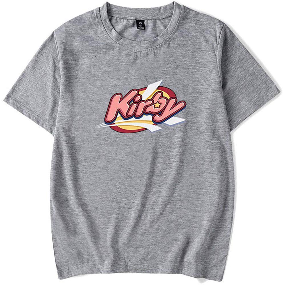 Kirby Popular Game Peripheral Print Fashion Casual Short Sleeve Mens and Women Summer A Gray T-Shirt
