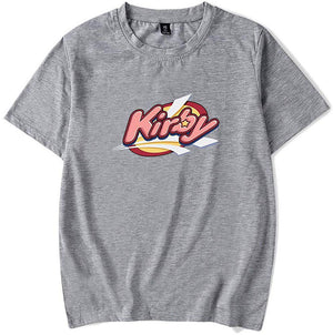 Kirby Popular Game Peripheral Print Fashion Casual Short Sleeve Mens and Women Summer A Gray T-Shirt