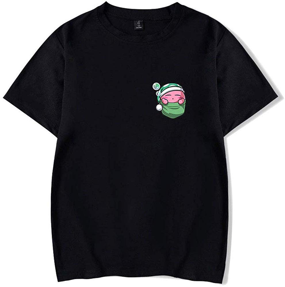 Kirby Popular Game Peripheral Print Fashion Casual Short Sleeve Mens and Women Summer Black B T-Shirt