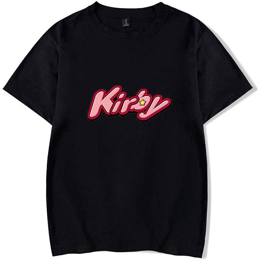 Kirby Popular Game Peripheral Print Fashion Casual Short Sleeve Mens and Women Summer Black D T-Shirt