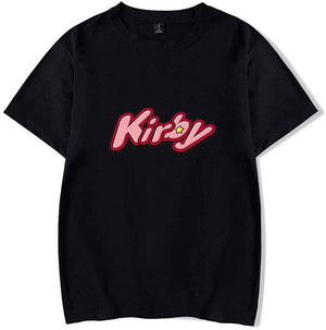 Kirby Popular Game Peripheral Print Fashion Casual Short Sleeve Mens and Women Summer Black D T-Shirt