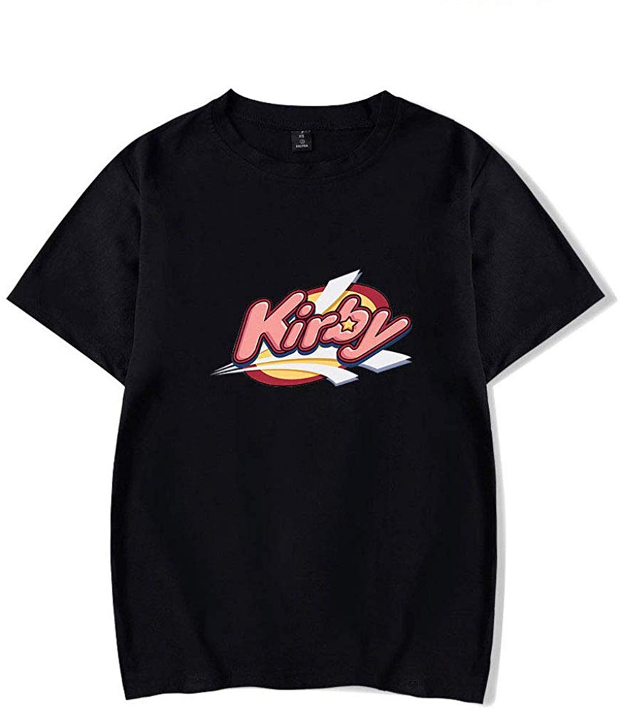 Kirby Popular Game Peripheral Print Fashion Casual Short Sleeve Mens and Women Summer Black a T-Shirt