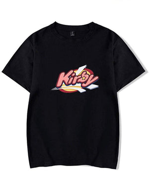 Kirby Popular Game Peripheral Print Fashion Casual Short Sleeve Mens and Women Summer Black a T-Shirt