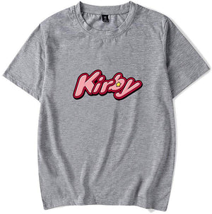 Kirby Popular Game Peripheral Print Fashion Casual Short Sleeve Mens and Women Summer Gray D T-Shirt