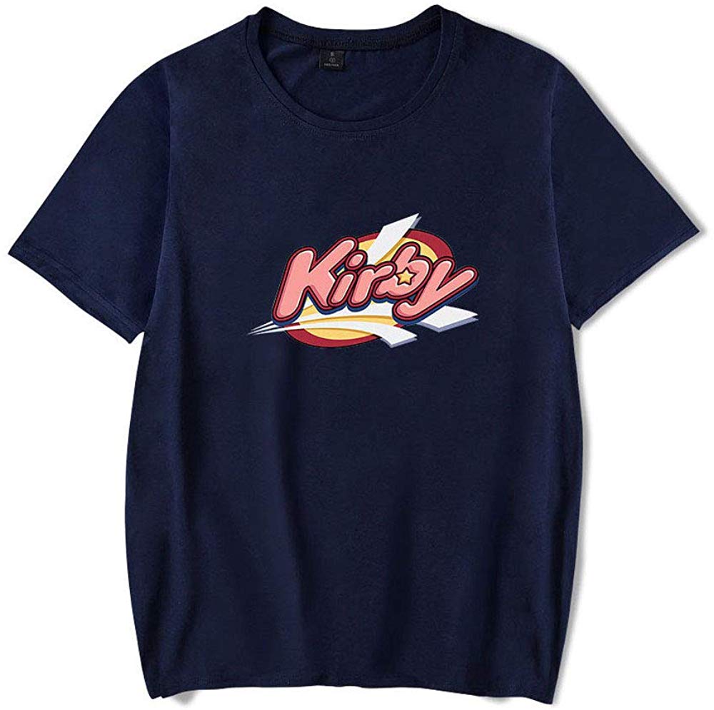Kirby Popular Game Peripheral Print Fashion Casual Short Sleeve Mens and Women Summer Navy Blue A. T-Shirt