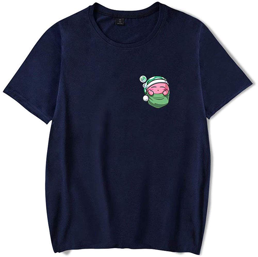 Kirby Popular Game Peripheral Print Fashion Casual Short Sleeve Mens and Women Summer Navy Blue B T-Shirt