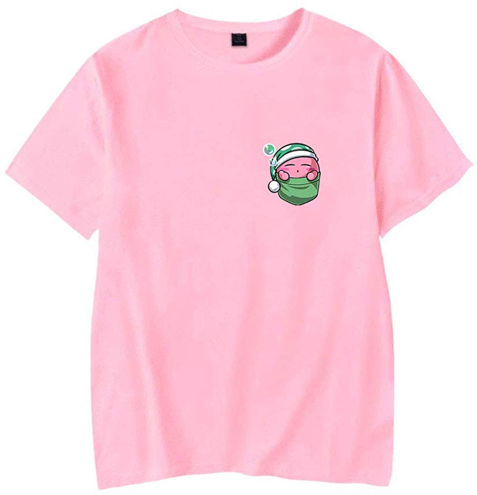 Kirby Popular Game Peripheral Print Fashion Casual Short Sleeve Mens and Women Summer Pink B T-Shirt