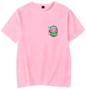 Kirby Popular Game Peripheral Print Fashion Casual Short Sleeve Mens and Women Summer Pink B T-Shirt