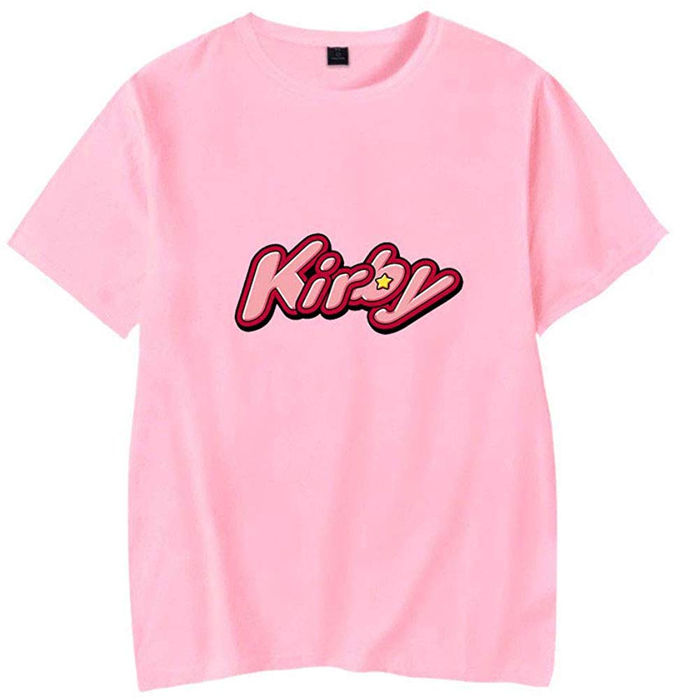 Kirby Popular Game Peripheral Print Fashion Casual Short Sleeve Mens and Women Summer Pink D T-Shirt
